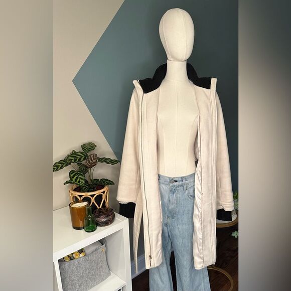 Vince Camuto Single Breasted Wool Belted Zip Front Funnel Neck Walker Coat - M - Picture 3 of 13